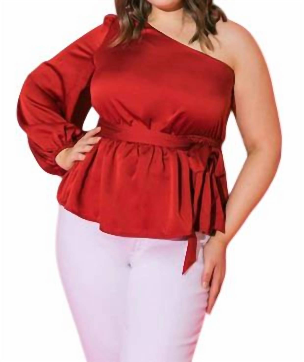 

Атласная блузка для вечеринки в малиново-красном цвете FLYING TOMATO