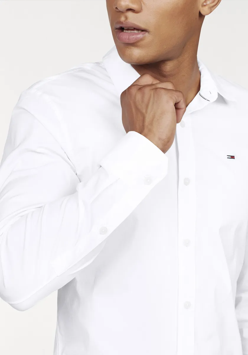 Рубашка с длинными рукавами Tommy Jeans "Sabim Stretch Shirt Shirt", рубашка стрейч, премиум-класса, приталенного кроя, с эластаном, кремовый — фото 3