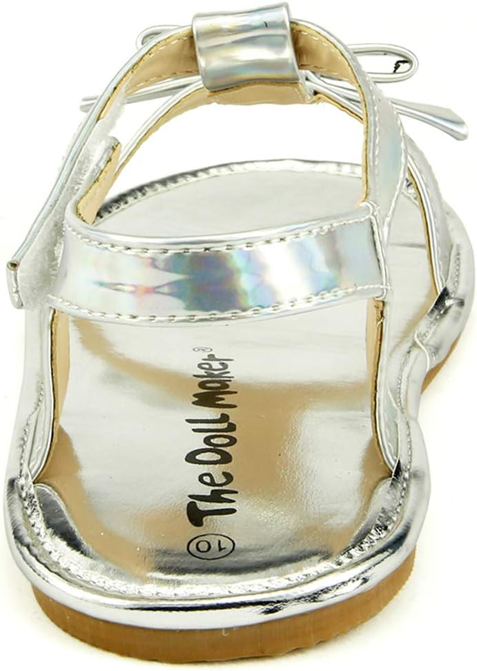 Сандалии с открытым носком и ремешком от The Doll Maker, серебряный — фото 3