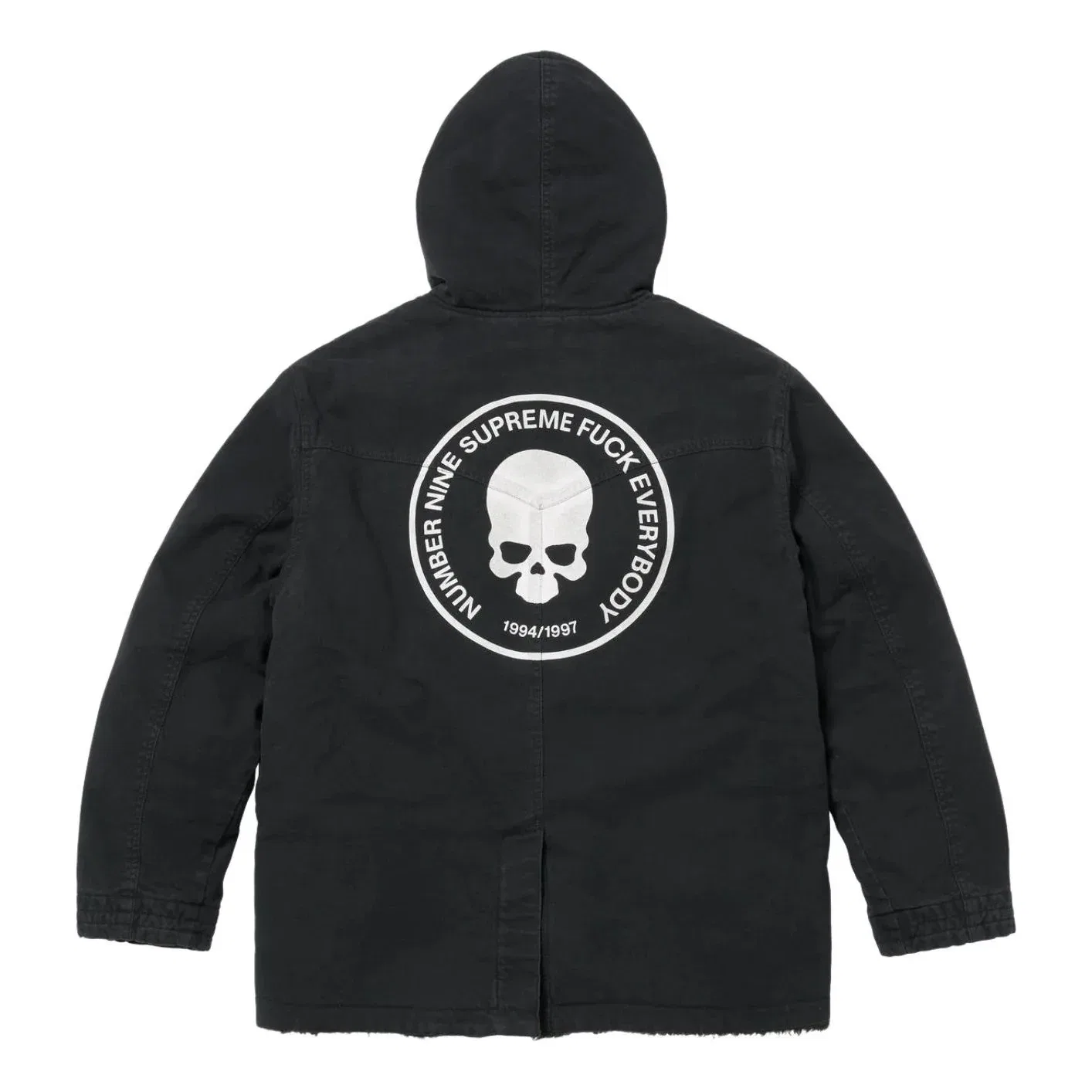 Куртка Supreme FW25 x Number (N)ine с капюшоном из искусственной овчины, черная, FW25J49-BLACK — фото 3