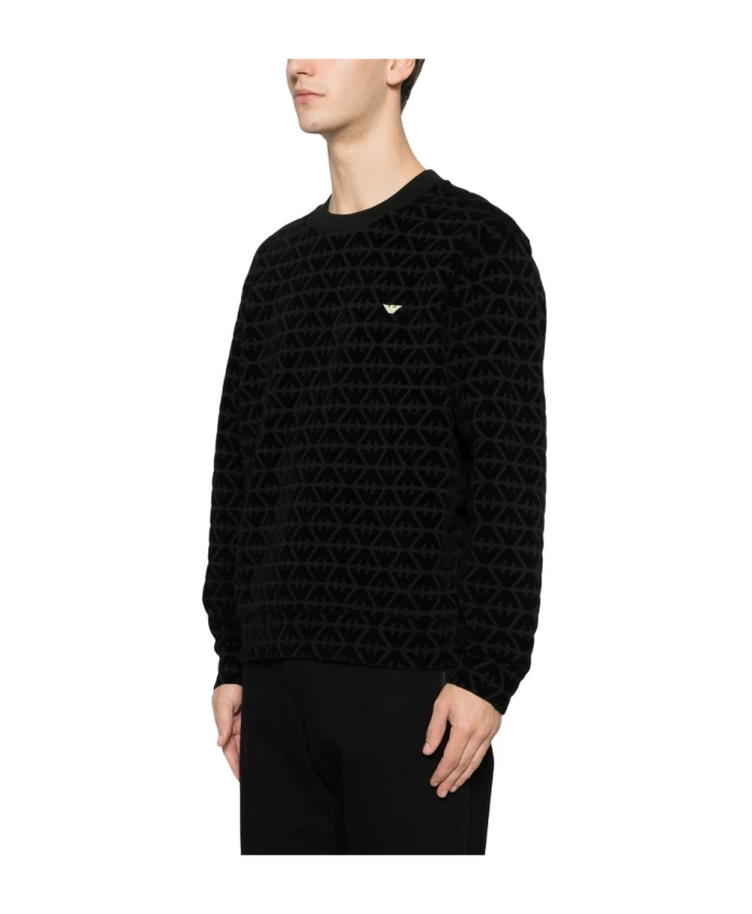 

Толстовка с вышитым логотипом и узором. Emporio Armani, черный