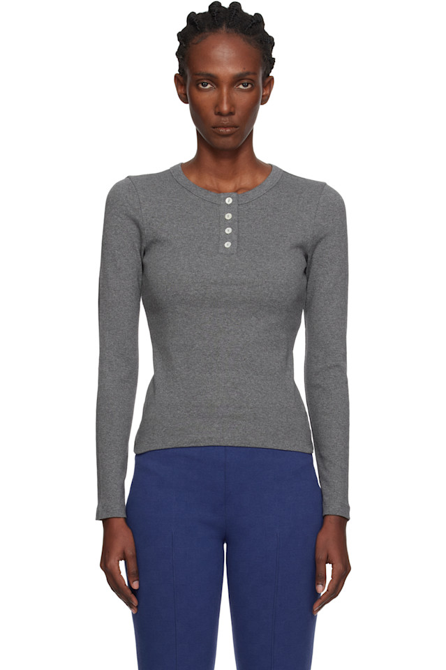 

Flore Flore Серая футболка-поло с длинными рукавами, Серый, Flore Flore Серая футболка-поло с длинными рукавами