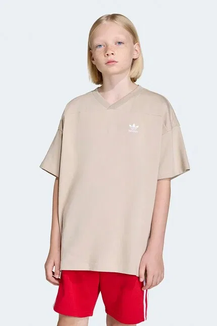 Футболка детская из хлопка T-shirt Adidas Originals, бежевый — фото 4