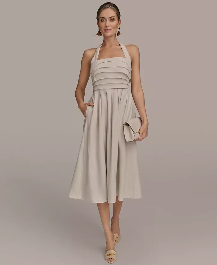 

Женское миди-платье с завязками на спине Donna Karan New York, коричневый/бежевый