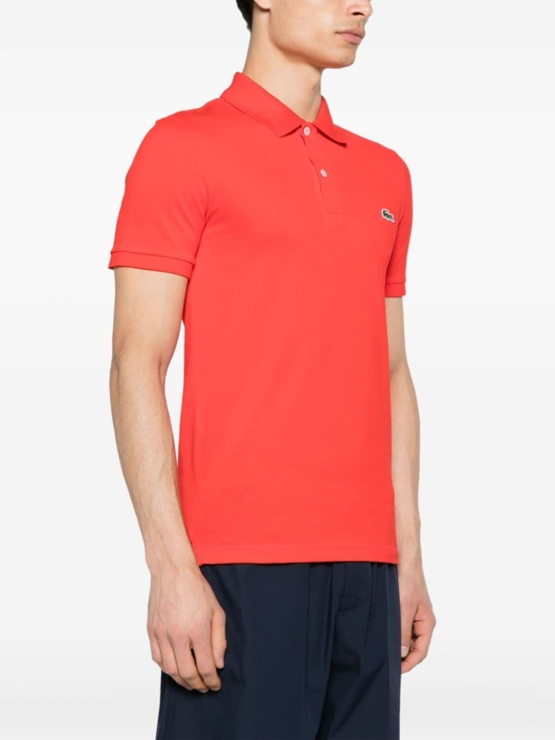 Хлопковая рубашка-поло с нашивкой-логотипом Lacoste, красный — фото 3