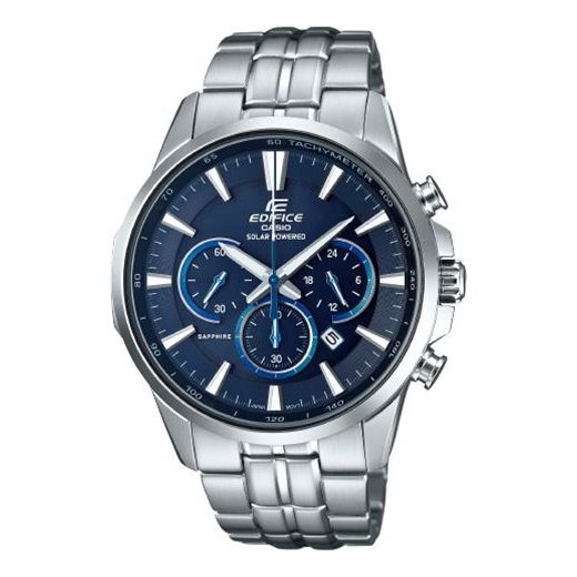 

Часы CASIO Waterproof EDIFICE Sapphire Crystal Solar Powered Mens Blue Analog, синий