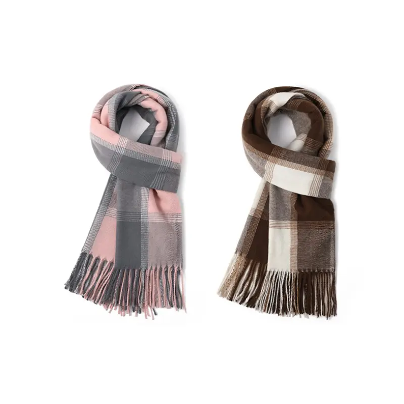 

FREE RABBITⅡ Вязаный шарф унисекс, 2 Pack (Dark Khaki+Pink Gray)