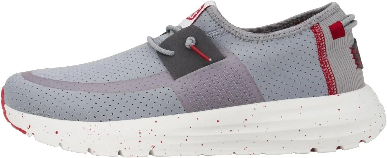 Мужские кроссовки-слипоны Hey Dude Sirocco Perf Mesh, удобные и легкие, Light Grey Red