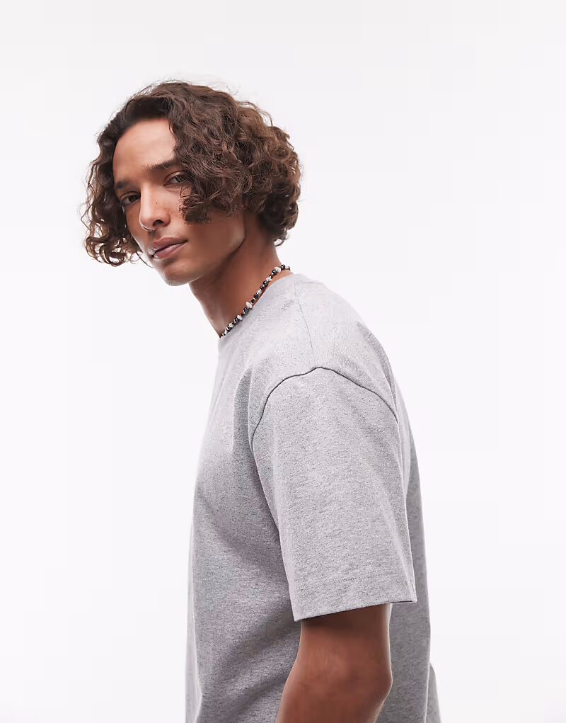 

Футболка Toman свободного кроя серого меланжевого цвета Topman