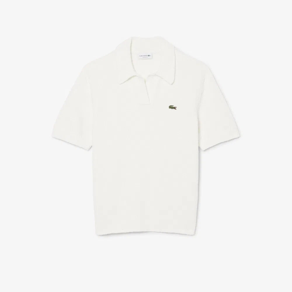 Мужской свитер-поло из букле, молочно-белый, от Lacoste — фото 2