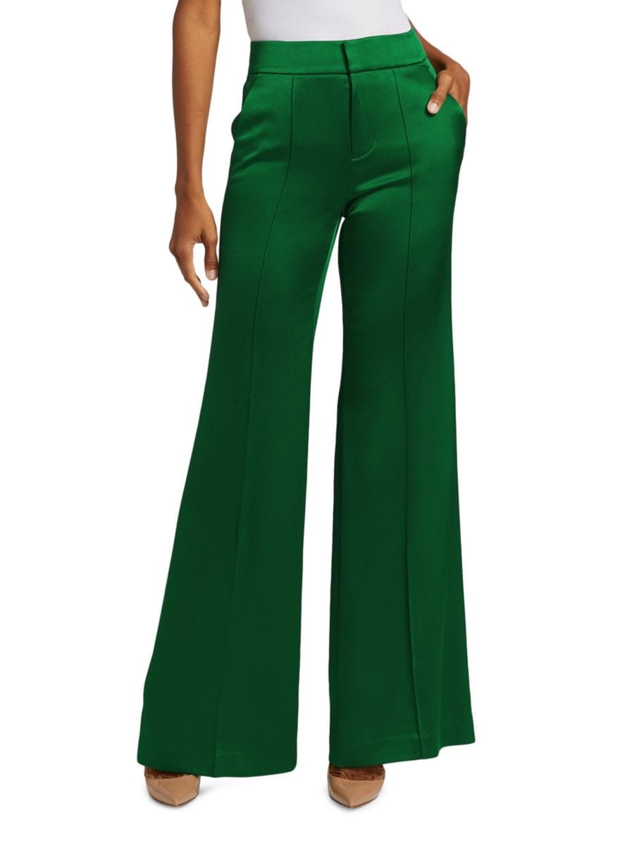 

Широкие брюки Dylan с высокой талией Alice + Olivia, цвет Forest Green