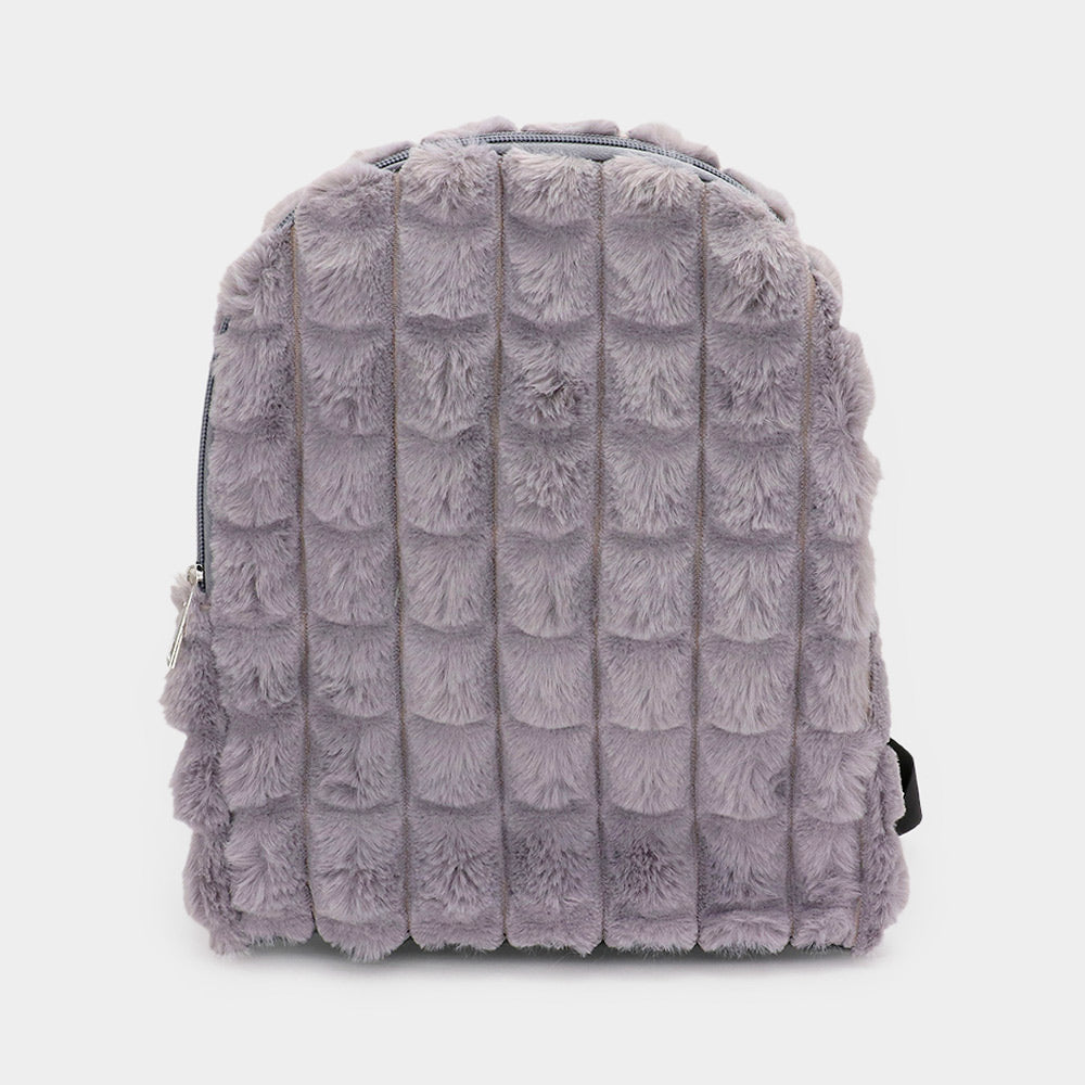 

Стеганый рюкзак из искусственного меха FASHNZFAB, серый