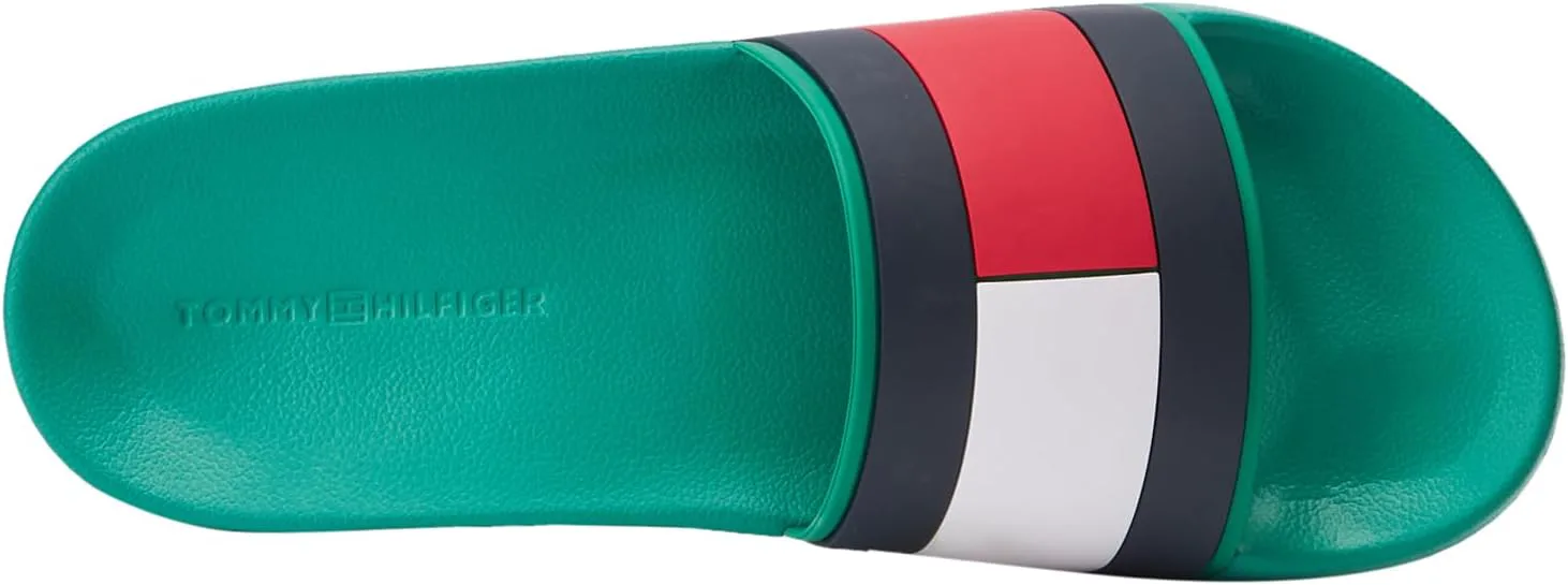 Tommy Hilfiger Men's Rubber Th Flag Pool Slide Fm0fm04236Slide, зеленый — фото 2
