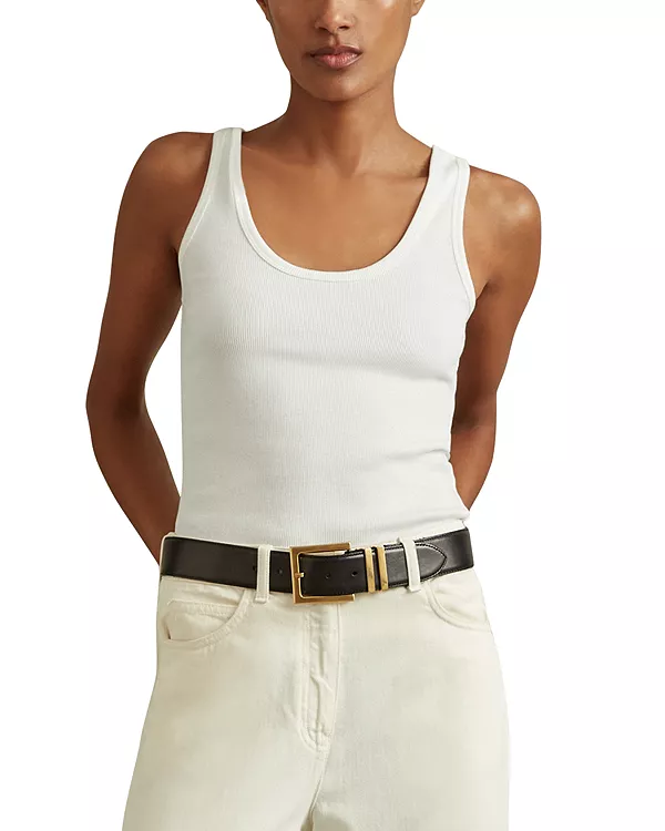 

Фиолетовый жилет с вырезом-лодочкой в рубчик Reiss, белый