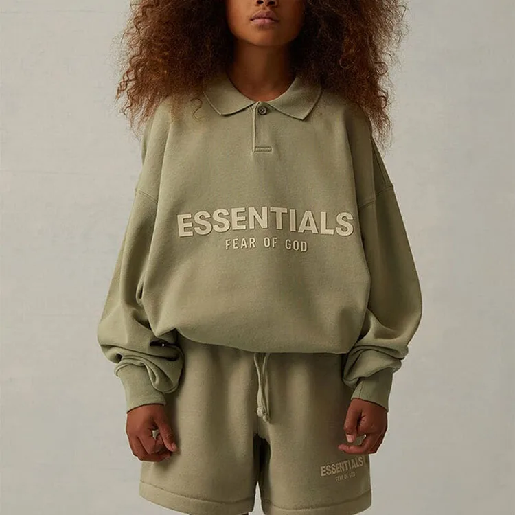 Детская поло SS22 Fear Of God Essentials, серо-зеленый — фото 4