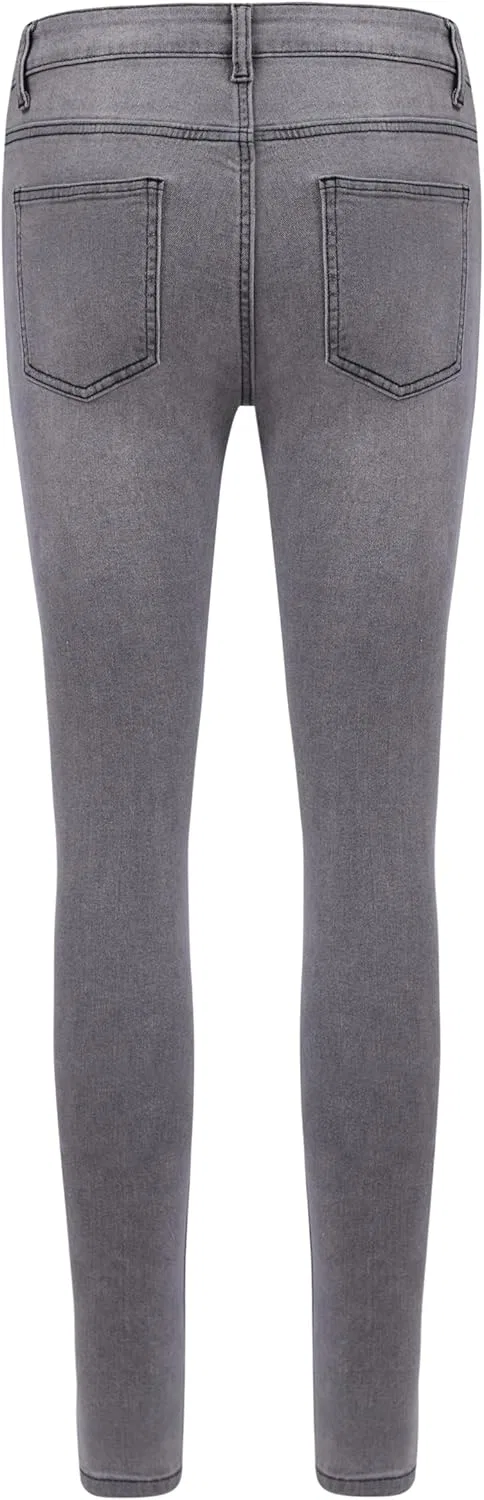 Джинсы скинни, серый, Women's High Waisted Jeans — фото 3