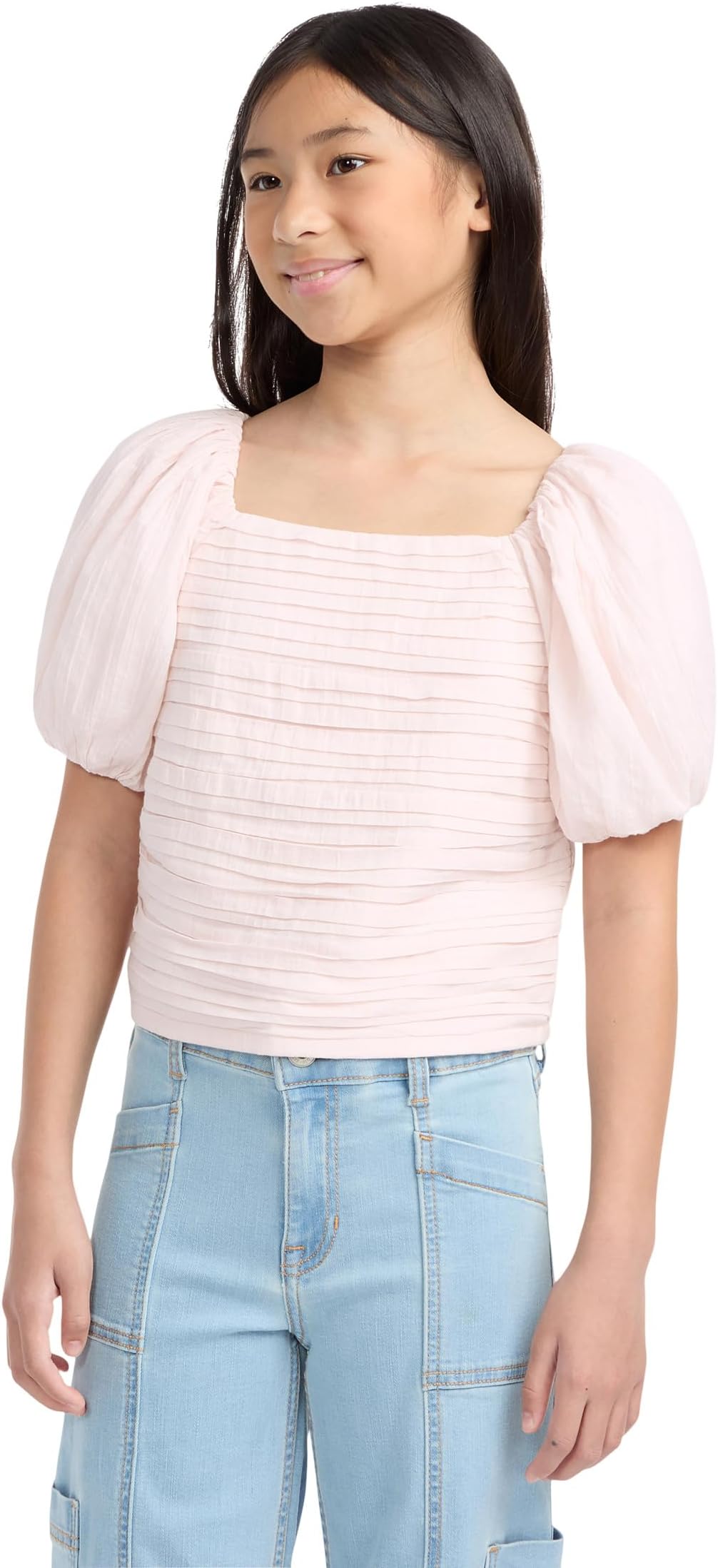 

Топ с рукавами-фонариками Emerson abercrombie kids, Mauve Chalk