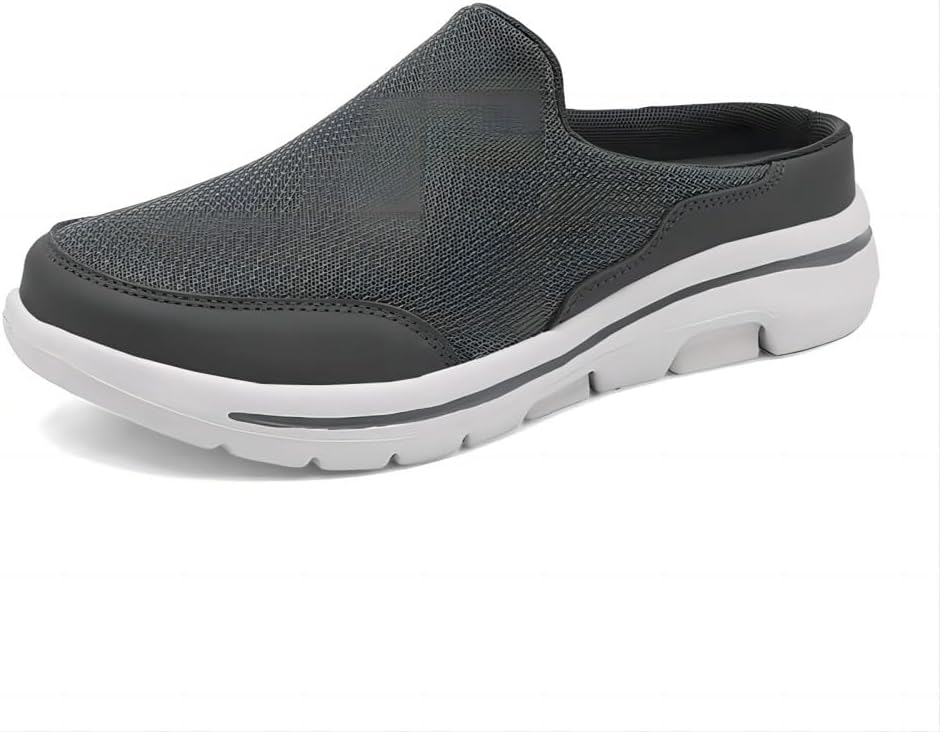 

Мужские повседневные сетчатые кроссовки, дышащие, удобные, без застежки, для ходьбы, мюли, сабо, без задника, легкие тапочки Asifn, серый