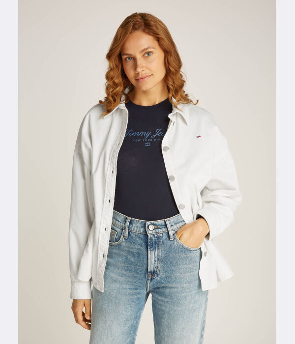 

Рубашка женская Tommy Jeans свободного кроя вельветовая, белый