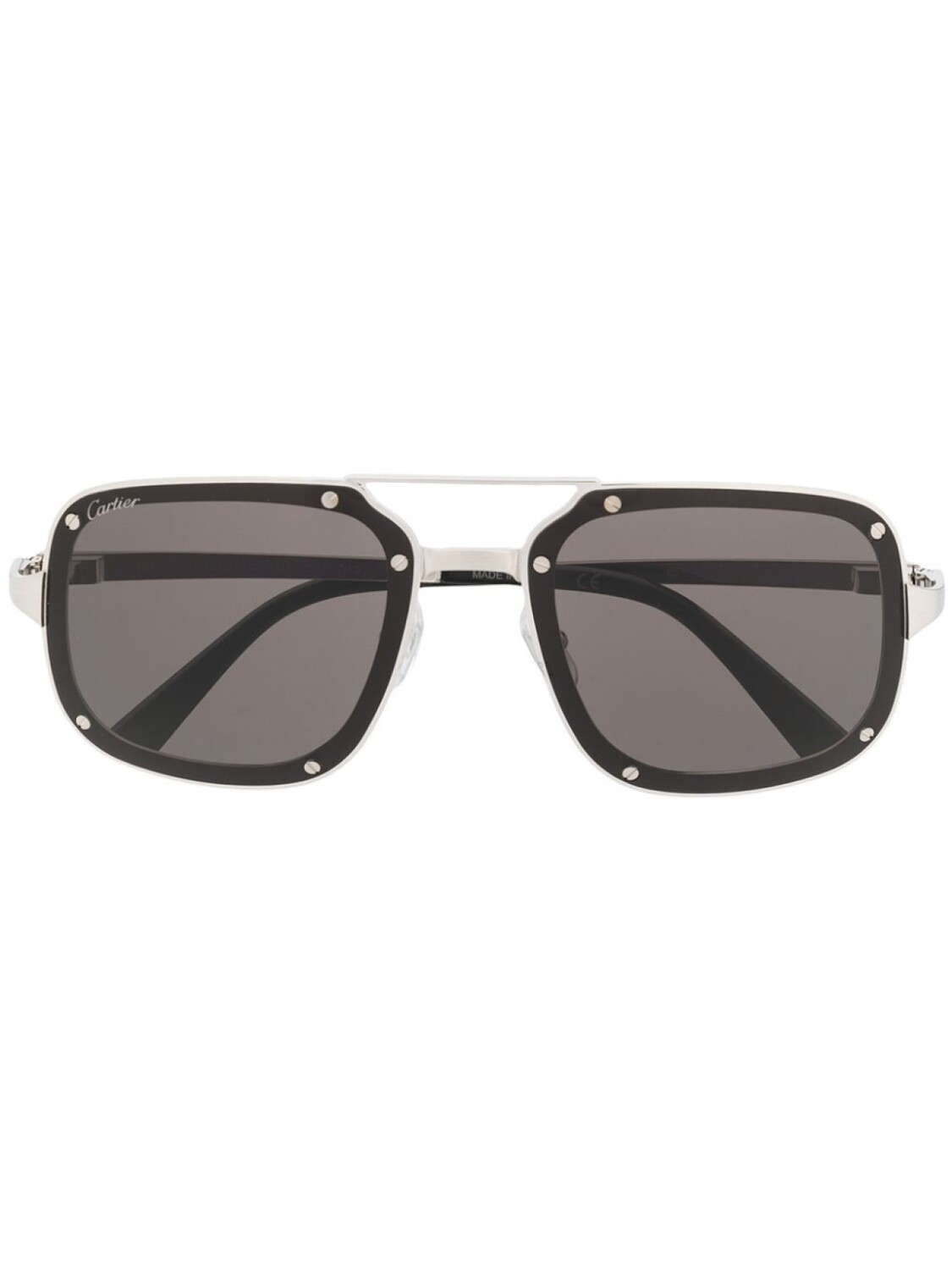 

Cartier Eyewear солнцезащитные очки в квадратной оправе, серебряный
