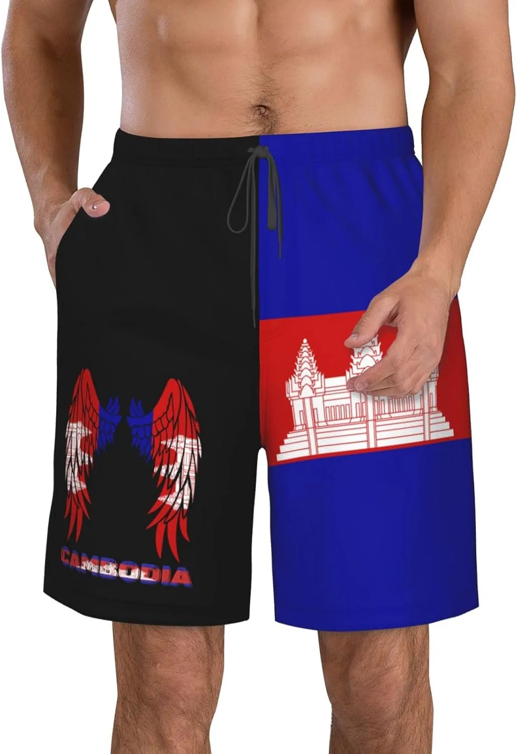 Мужские плавки Wings Cambodia Flag Board Shorts Swim Trunks Generic, белый — фото 2