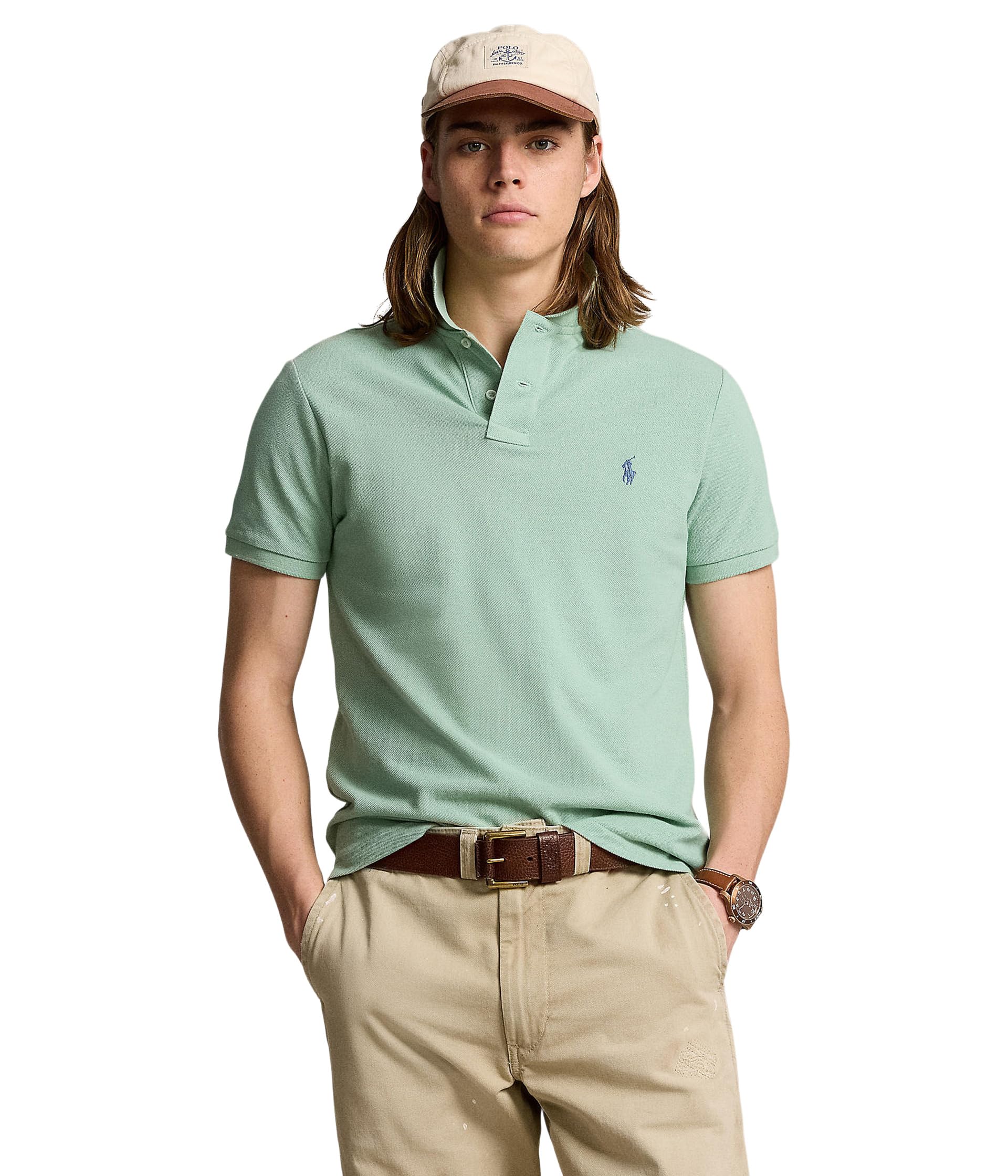 

Поло Polo Ralph Lauren Custom Slim Fit Mesh Polo Shirt, цвет Faded Mint