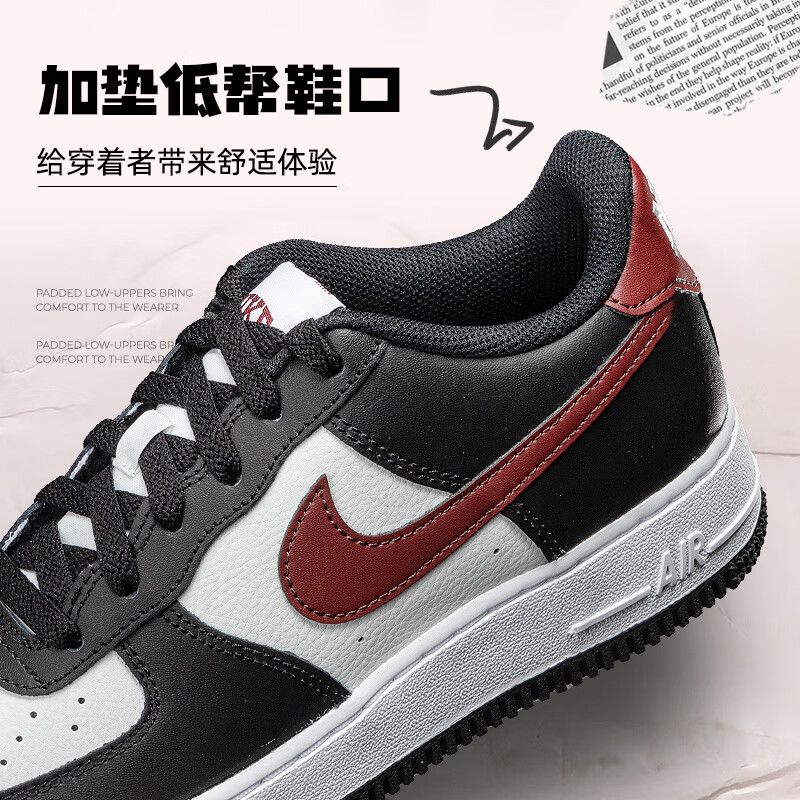 Nike Air Force 1 GS Черный Темно-Красный Командный Черный Белый — фото 4