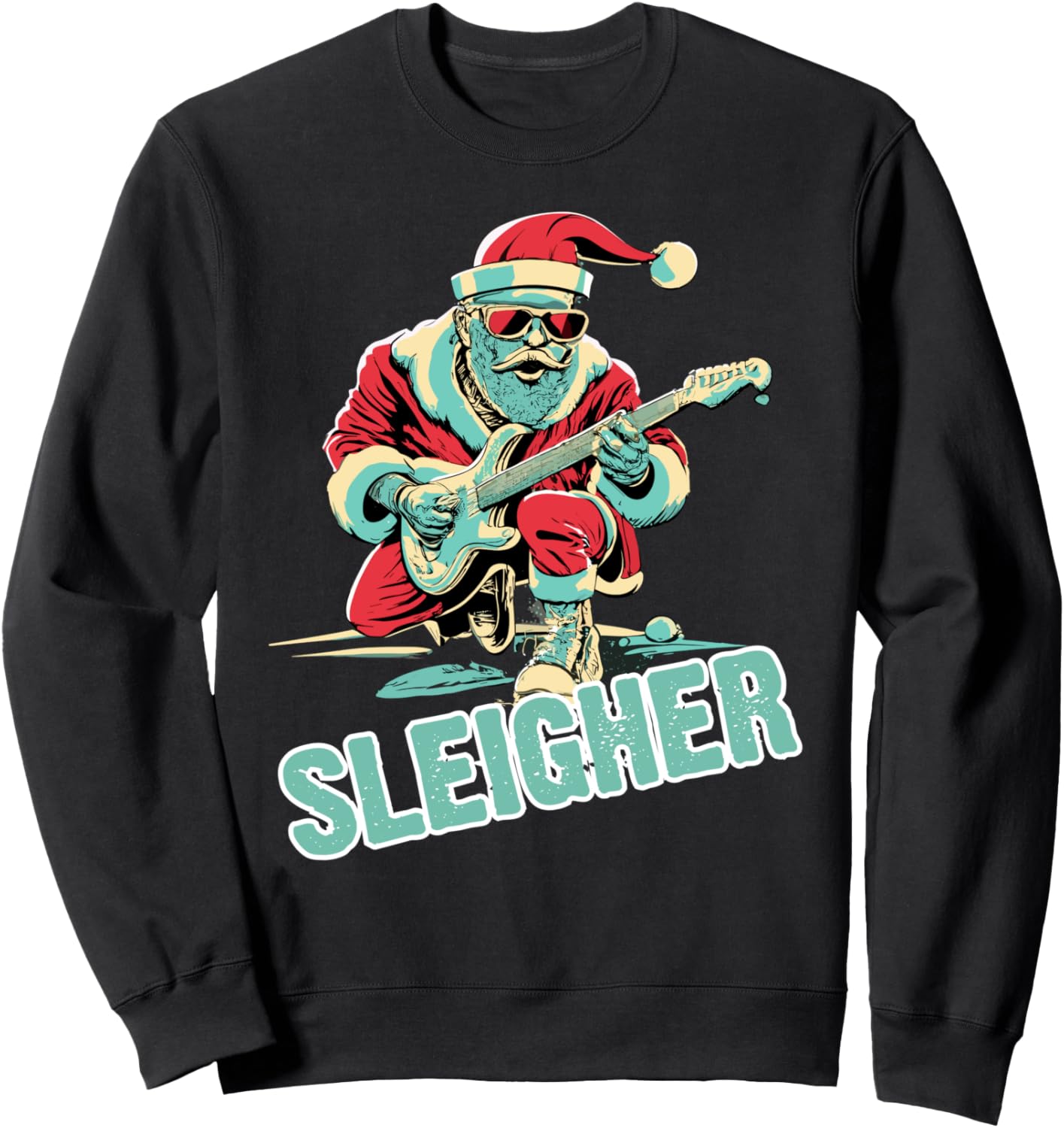 

Толстовка с изображением Санта-Клауса и гитары на рождественских санях Sleigher Christmas Gifts, черный