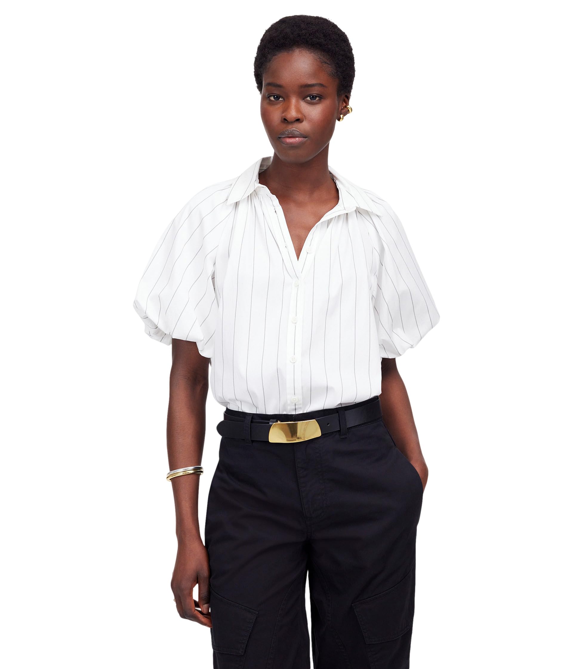 

Топ Madewell Bubble Sleeve Top - Mid Wt Poplin, белый