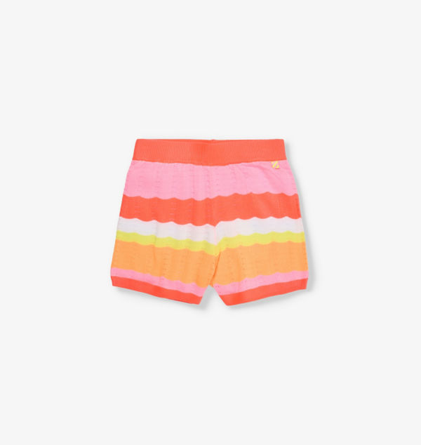 

Полосатые трикотажные шорты с фирменной нашивкой 2-12 лет Billie Blush, цвет corail fluo