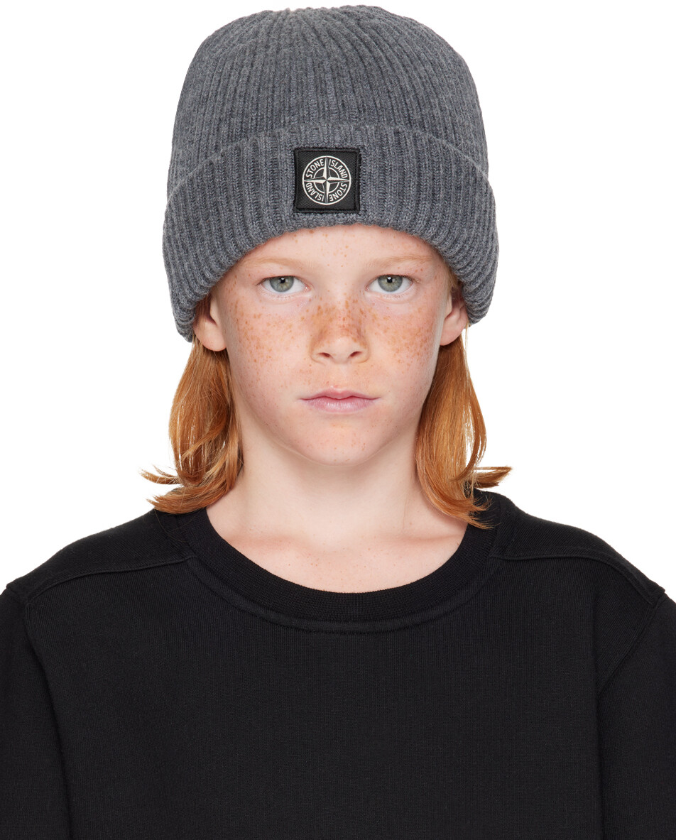 

Детская серая шерстяная шапочка Stone Island Junior