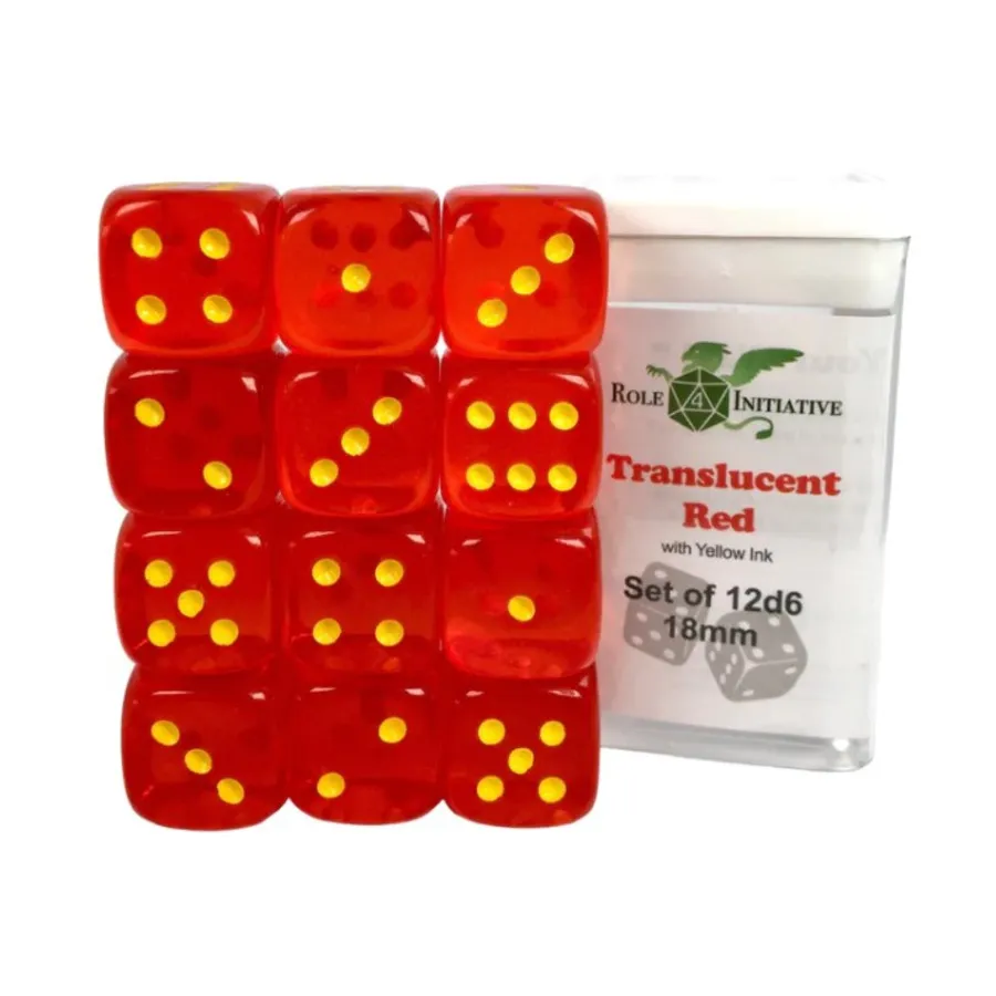 

d6 18 мм полупрозрачный красный с желтым (12), Game Dice - Translucent (Role 4 Initiative)