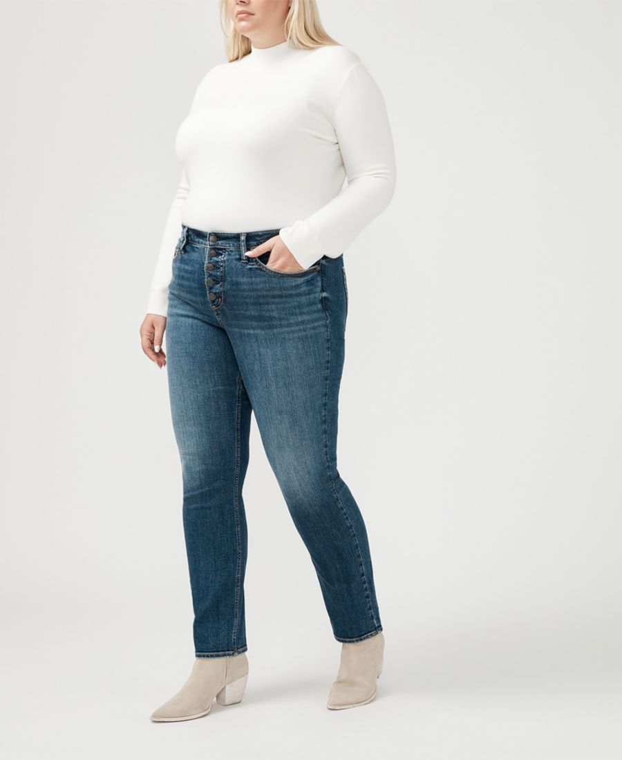 Джинсы прямого кроя средней посадки от Most Wanted больших размеров Silver Jeans Co, Indigo — фото 4