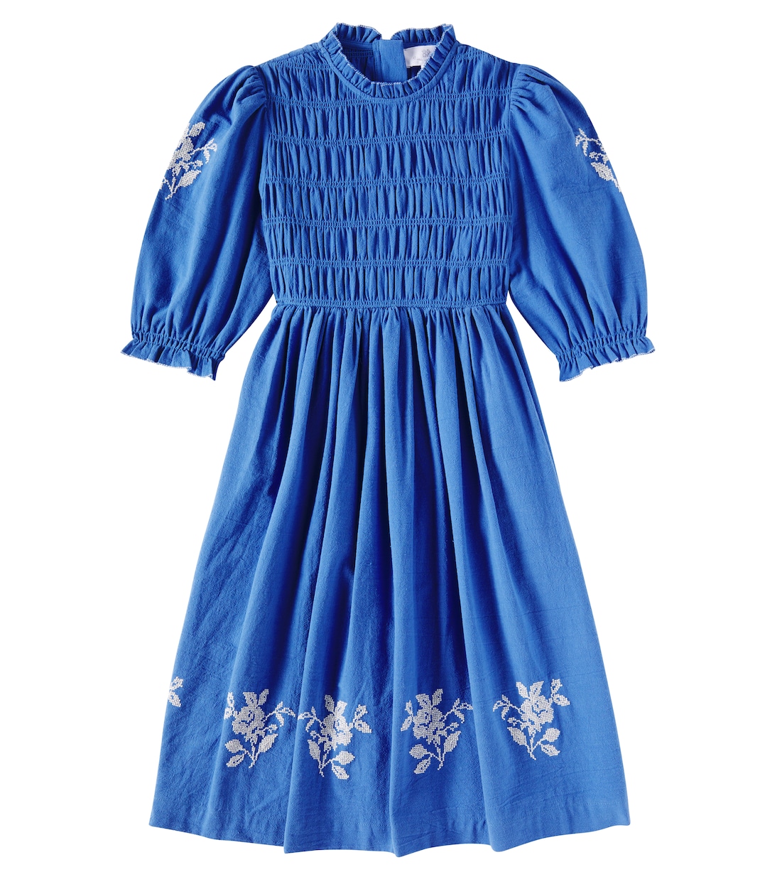 

Платье Эммануэль из хлопка с вышивкой и сборками C'era Una Volta, синий