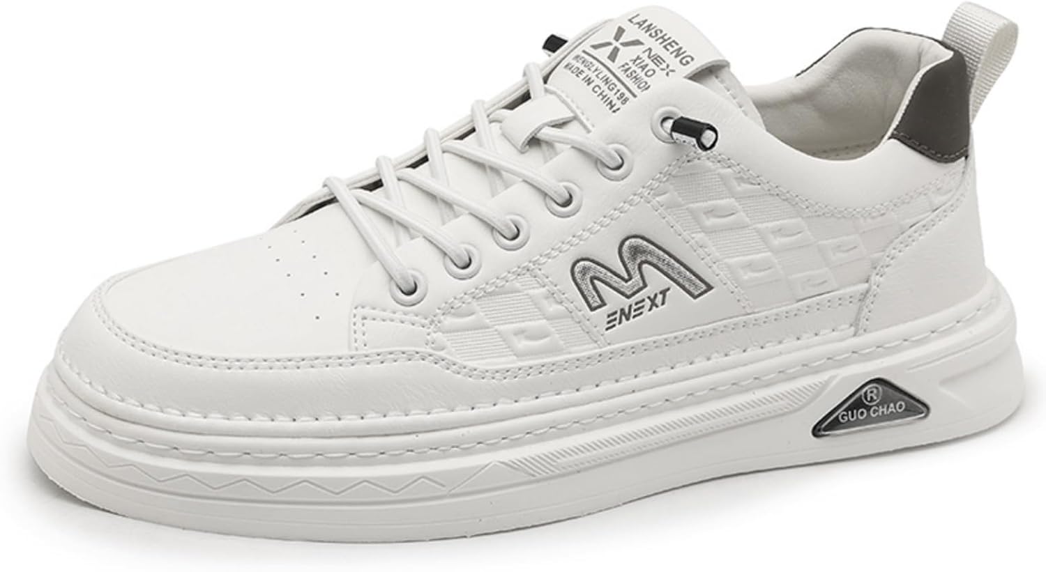 

Мужские белые кроссовки на платформе, стильные повседневные туфли с тиснением и металлической деталью, удобные и модные для повседневной носки Aokisx
