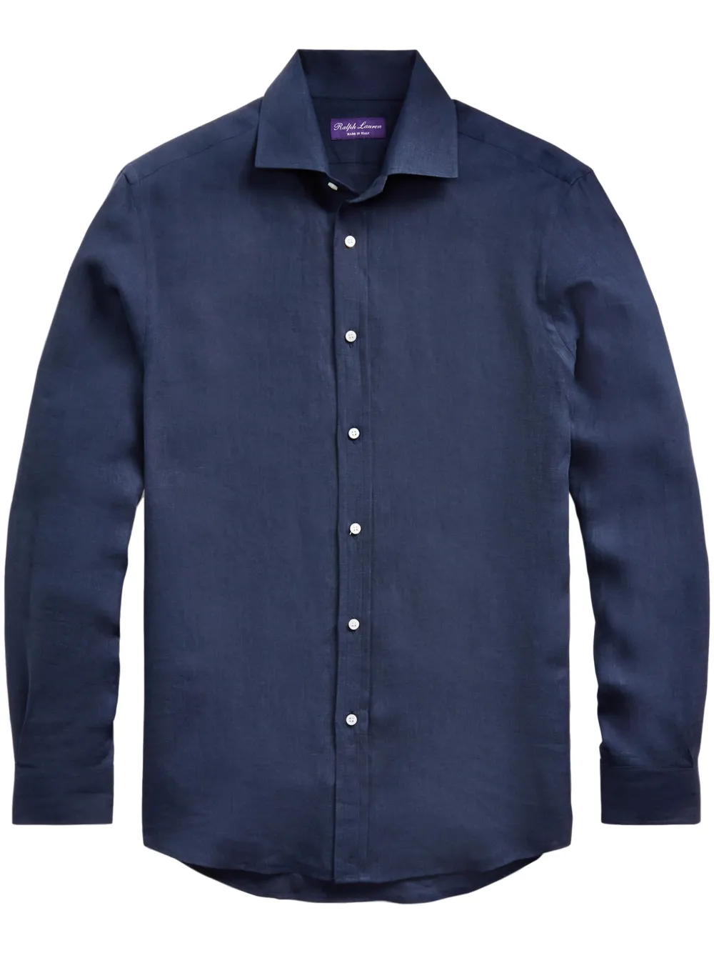 

Льняная рубашка с классическим воротником Ralph Lauren Purple Label, синий