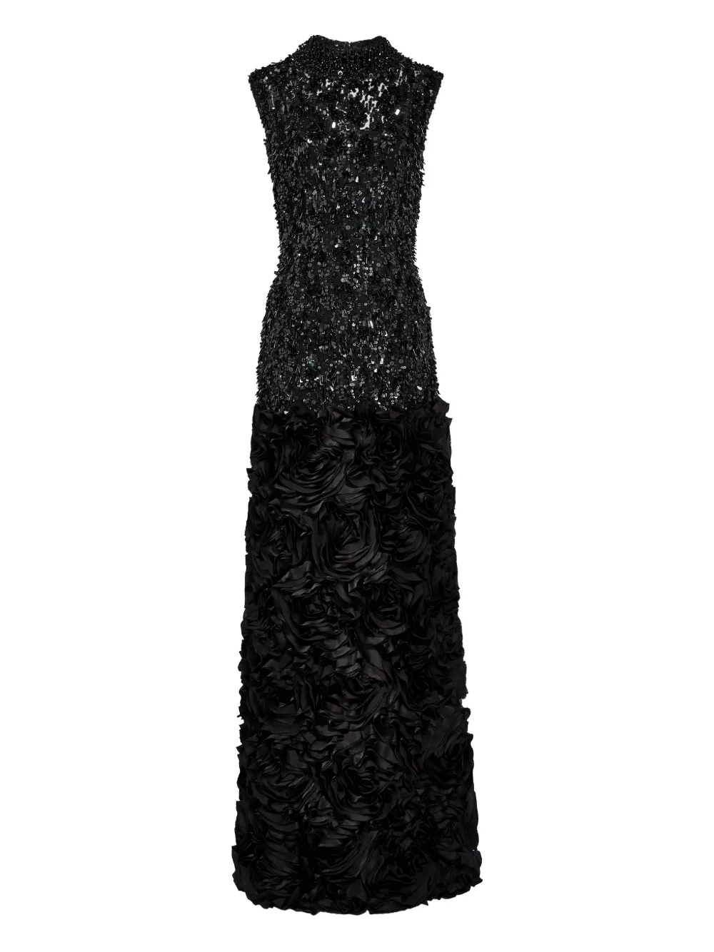 

Платье макси с оборками и пайетками Jenny Packham, черный