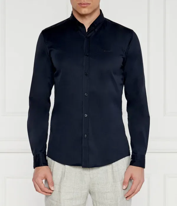 Рубашка slim fit Boss, темно-синий