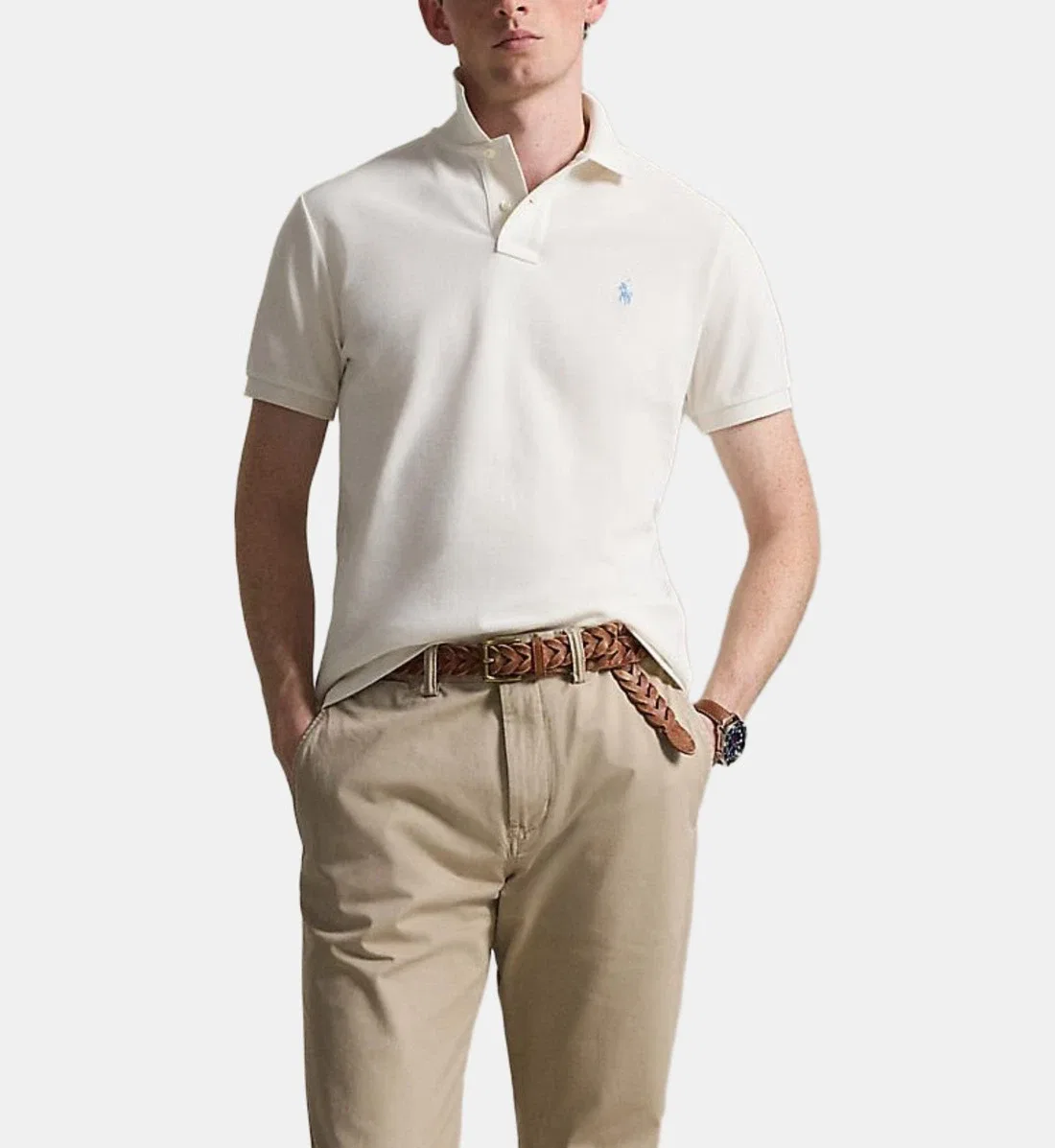 Поло из хлопка с индивидуальной посадкой POLO RALPH LAUREN, белый