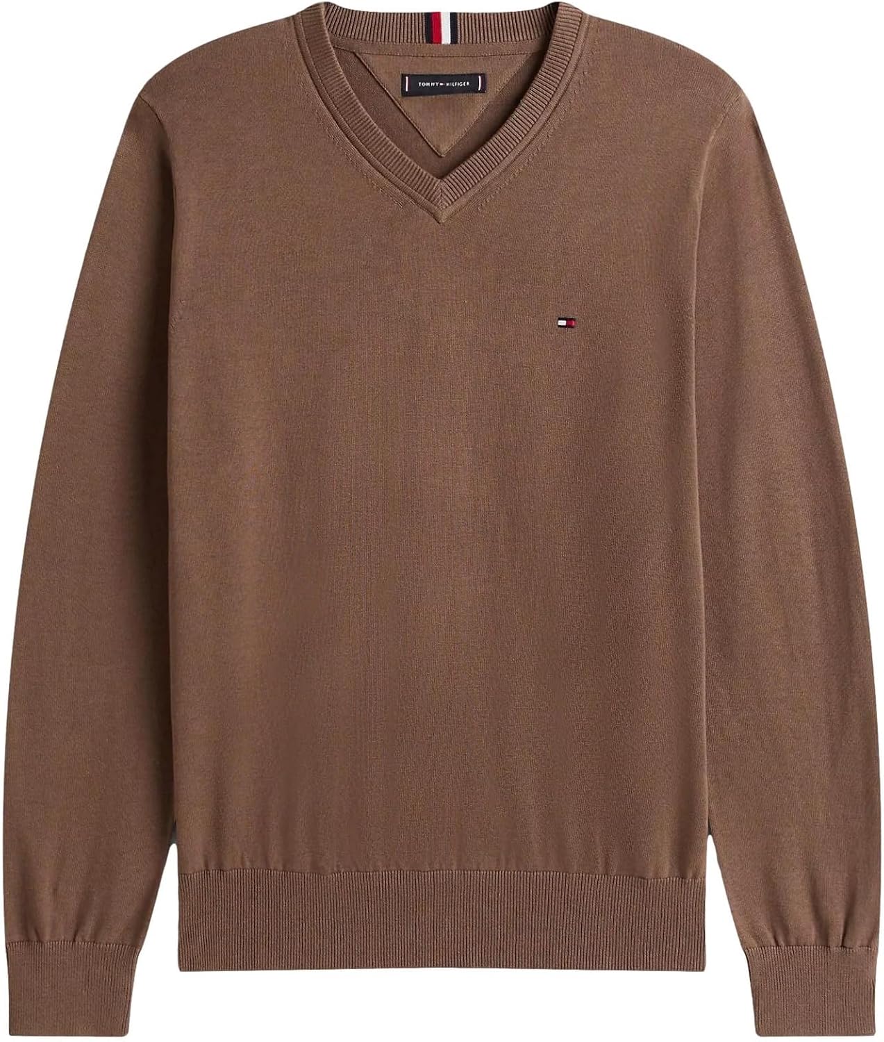 

Мужской культовый хлопковый свитер с V-образным вырезом TOMMY HILFIGER из коллекции 2025 года, Hot Coco