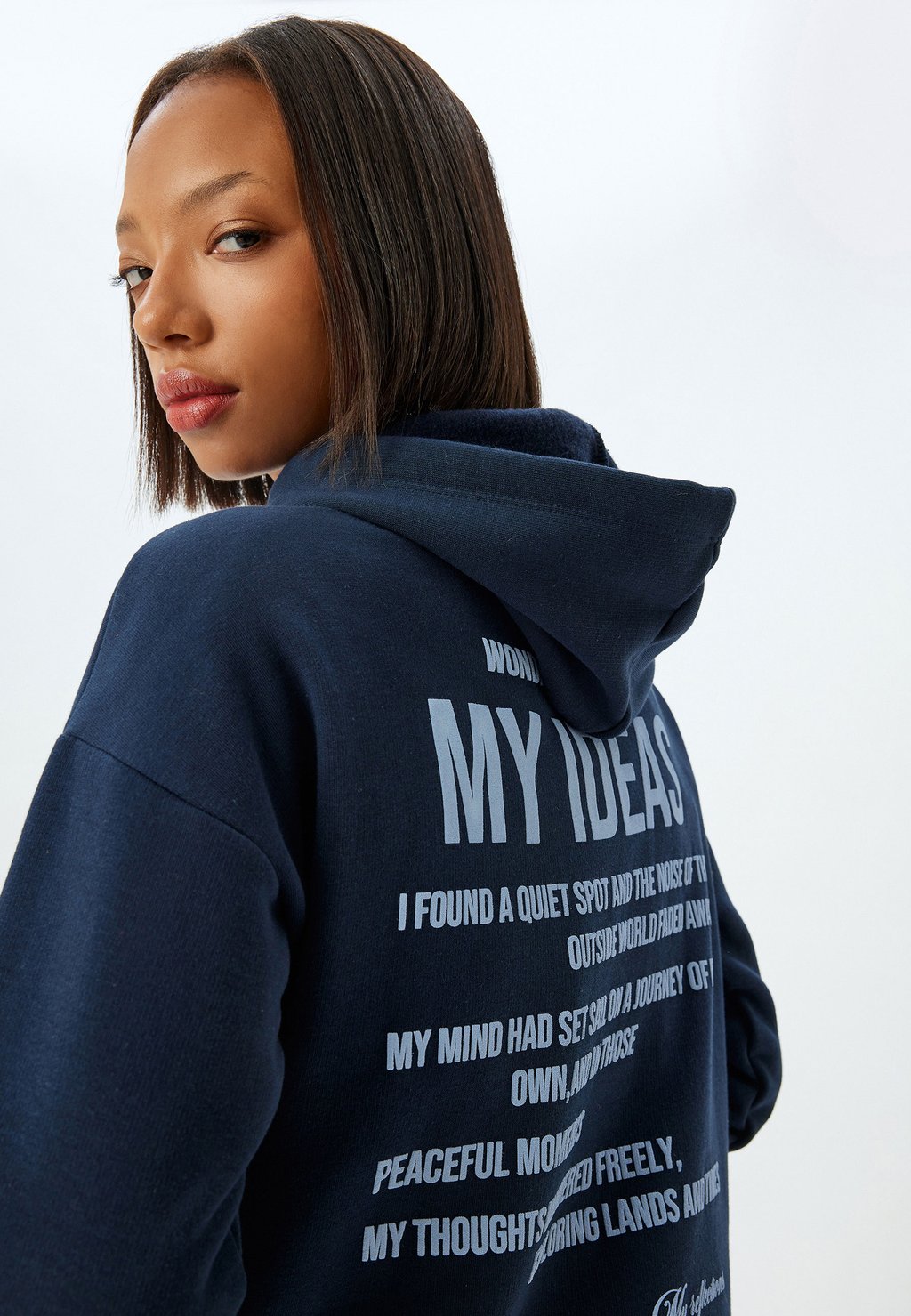 

Толстовка BACK PRINTED Koton, темно-синий