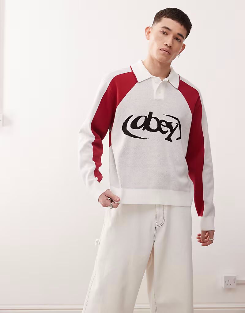 

Футболка-поло с логотипом Obey Soccer белого цвета