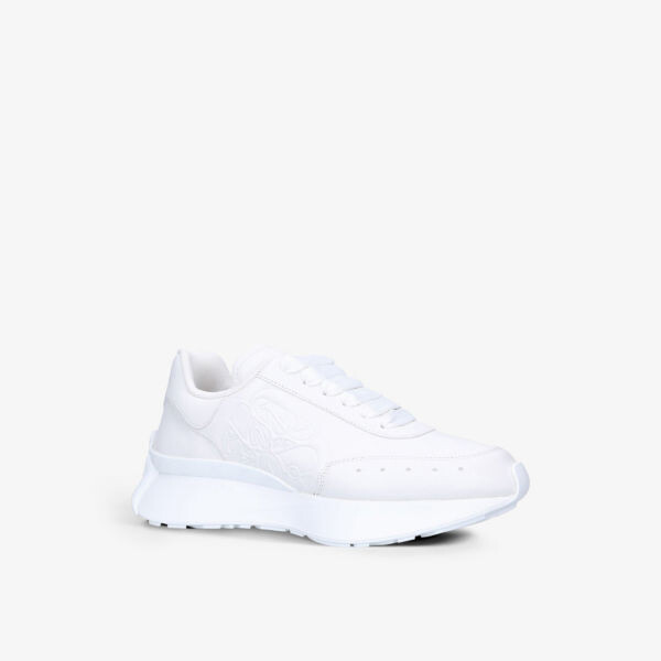 Женские кожаные низкие кеды Runner с тиснением логотипа Alexander Mcqueen, белый — фото 3
