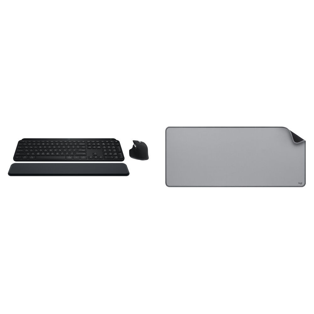 

Комплект из беспроводной клавиатуры и мыши Logitech MX Keys S с ковриком для стола Studio (черный/средний серый)