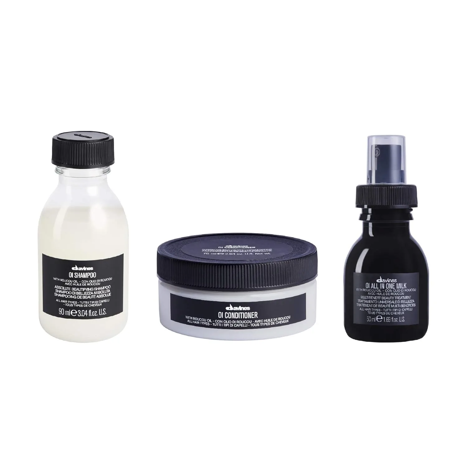 Набор для путешествий Davines OI с шампунем OI Nourishing, кондиционером OI и молочком OI All In One для всех типов волос, придает шелковистый блеск и объем, смягчает и восстанавливает окрашенные волосы