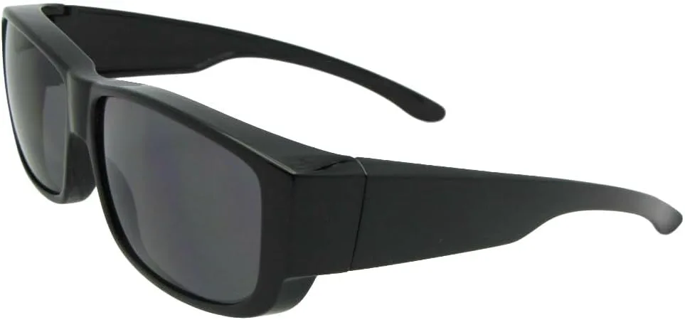 

Неполяризованные накладки на солнцезащитные очки, носимые поверх обычных очков, для мужчин и женщин F27 Sunglass Rage, Shiny Black-non Polarized Gray Lens