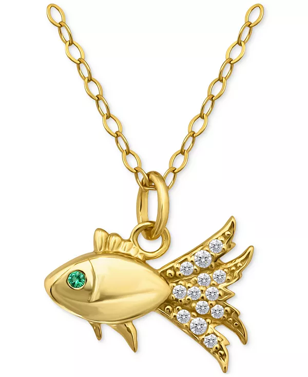 

Ожерелье с подвеской в виде рыбы из 18-каратного золота и кубического циркония, выращенное в лаборатории, с подвеской в виде рыбы, длиной 16 дюймов + 2 дюйма, эксклюзивно в Macy's (также доступно в исполнении из стерлингового серебра) Giani Bern...