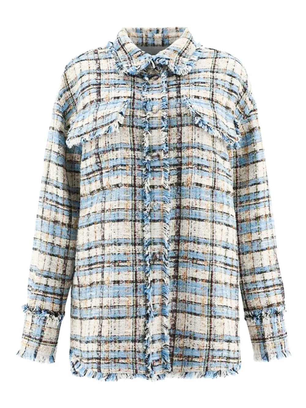 

Твидовая куртка с бахромой MSGM, синий