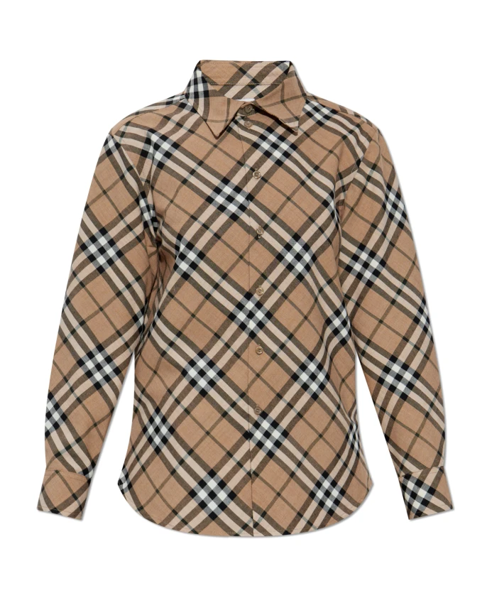 

Рубашка с клетчатым узором Burberry, бежевый
