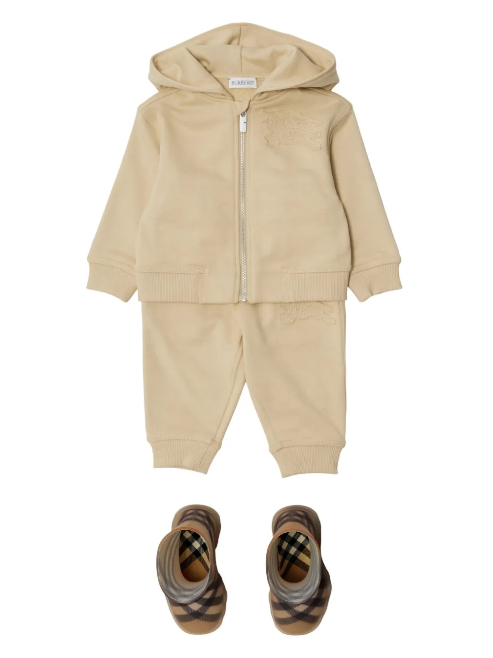 Спортивные брюки EKD с отделкой в клетку BURBERRY KIDS, нейтральный — фото 3